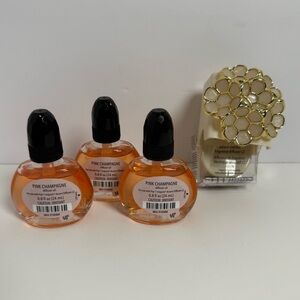 Pier 1 Imports Pink Champagne Oil Lot With Plugin Flower Scent Diffuser NEW